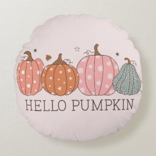 Coussins Ronds Cute Pastel Bonjour Citrouille