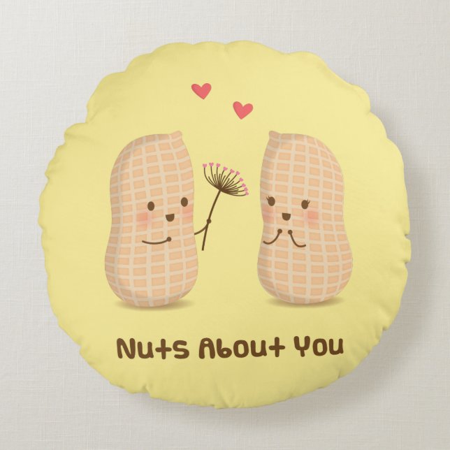 Coussins Ronds Cute Peanuts Nuts Sur Vous Pun Amour Humour (Devant)