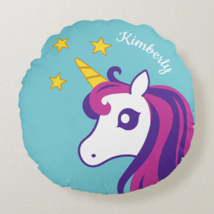 Coussins Ronds Cute personnalisée girly unicorn rond pillow