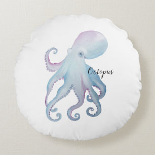 Coussins Ronds Cute pieuvre aquarelle