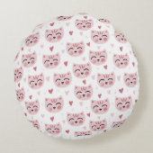 Coussins Ronds Cute Pink Kittens and Hearts Pattern for Kids (Dos)