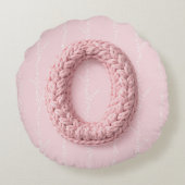 Coussins Ronds Cute pink O monogram initial crocheted letter boho (Dos)