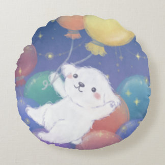 Coussins Ronds Cute Puppy with Balloons & Stars