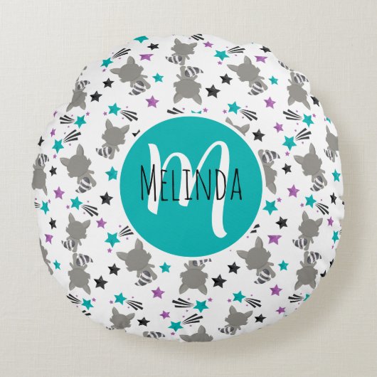 Coussins Ronds Cute Raccoon Motif (Devant)