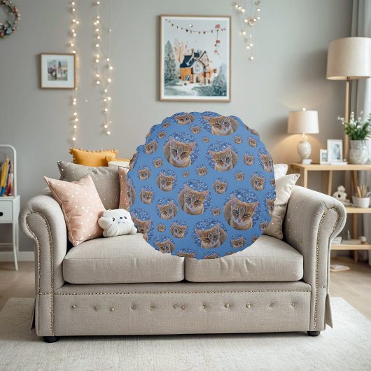 Coussins Ronds Cute rouge chaton - motif chat