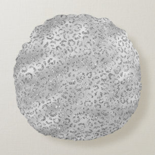 Coussins Ronds Cute Silver Cheetah Leopard Motif d'impression