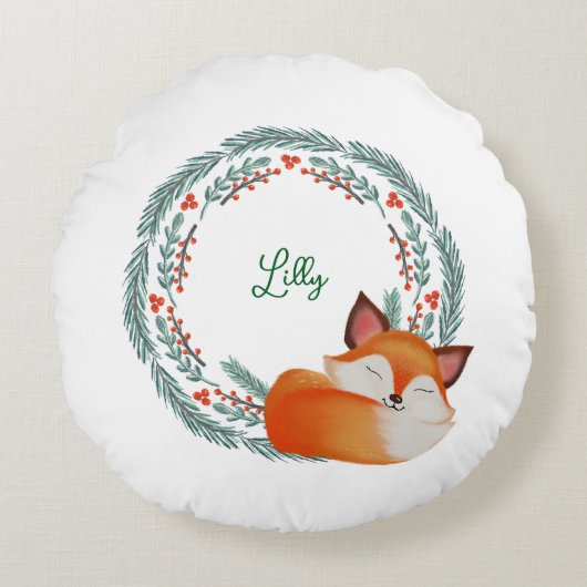 Coussins Ronds Cute Sleeping Fox Personalized (Devant)