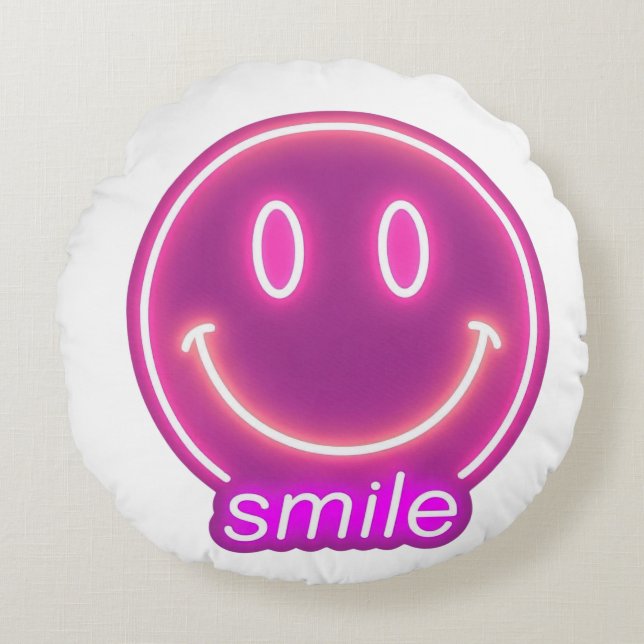 Coussins Ronds Cute Smiling Face Pillow – Cheerful Home Decor” (Devant)