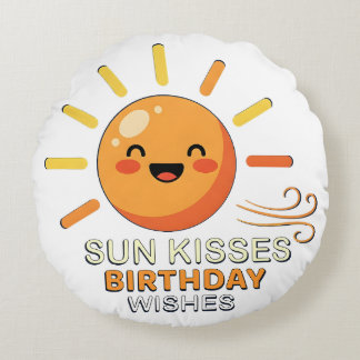 Coussins Ronds Cute Smiling Sun Birthday Wishes Round Throw Pillo