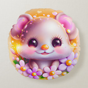 Coussins Ronds Cute souris rose Kawaii