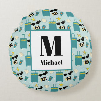 Coussins Ronds Cute Summer Vacation Elements Round Pillow