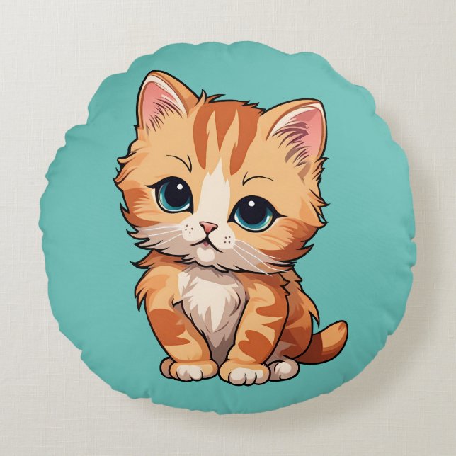 Coussins Ronds Cute tabby Chat (Devant)