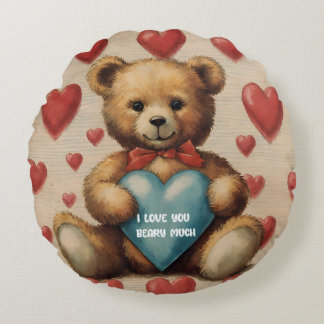Coussins Ronds Cute Vintage Ours En Teddy Je T'Aime Valentine