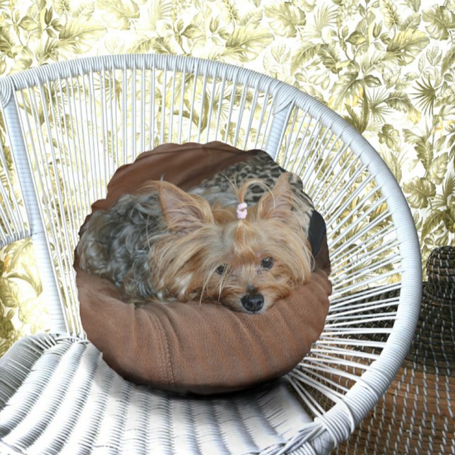 Coussins Ronds Cute Yorkshire Terrier Puppy (Créateur téléchargé)