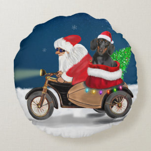 Coussins Ronds Dachshund Chien Noël Père Noël