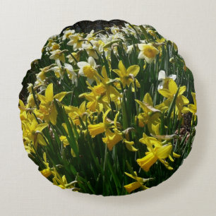 Coussins Ronds Daffodiles jaunes et blancs Fleurs de printemps