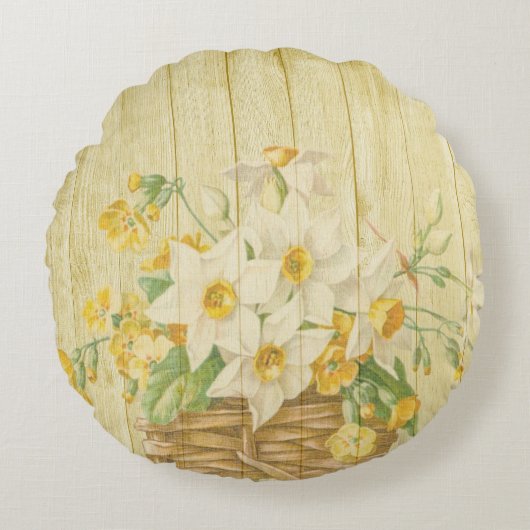 Coussins Ronds Daffodiles très colorés (Devant)