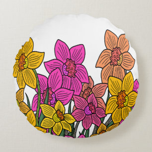 Coussins Ronds Daffodils colorés Fleurs Design