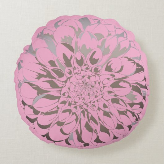 Coussins Ronds Dahlia flower pastel pink pillow (Devant)