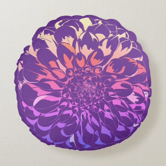 Coussins Ronds Dahlia flower violet pillow  (Devant)