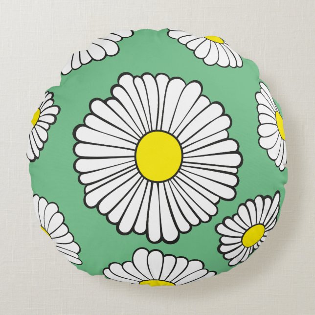Coussins Ronds Daisy Circle on Green (Devant)