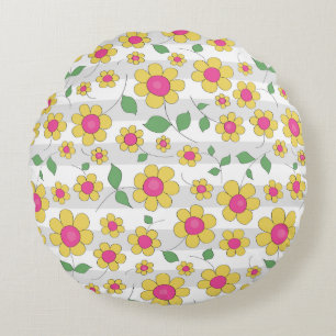 Coussins Ronds Daisy enfants floraux dessiner printemps heureux