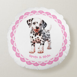 Coussins Ronds Dalmatie Imprimer Anniversaire   Black and White p