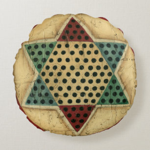 Coussins Ronds Damier chinois vintage par le harpiste d'Ethan