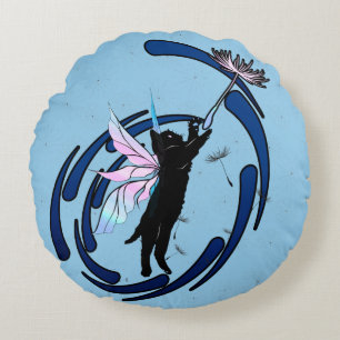 Coussins Ronds Dandelion de chat cosmique