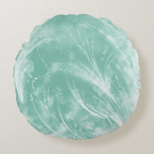 Coussins Ronds Dandelions blancs verts Abstraits et lucioles