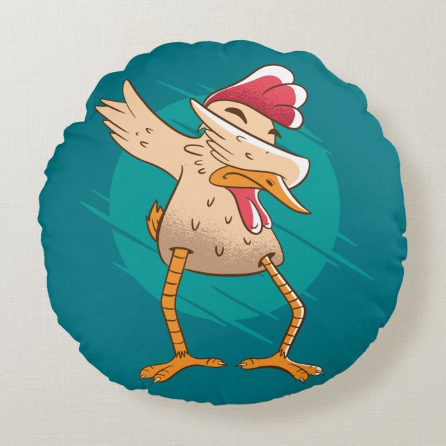 Coussins Ronds Danse de poulet drôle (Devant)