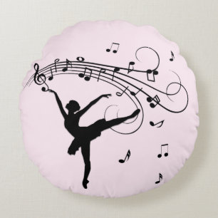 Coussins Ronds Danse Extraordinaire Ballerina avec musique rose