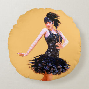 Coussins Ronds Danse Flapper Vintage