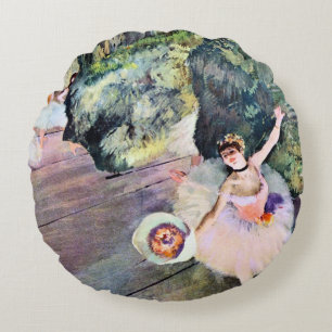 Coussins Ronds Danseuse avec un bouquet de fleurs par Edgar Degas