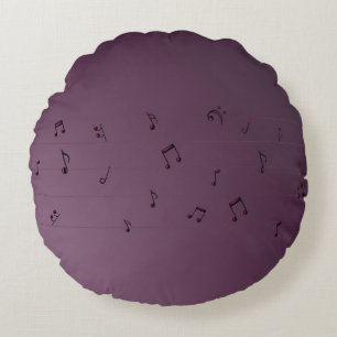 Coussins Ronds Dark Ombre Musical Notes Mauve