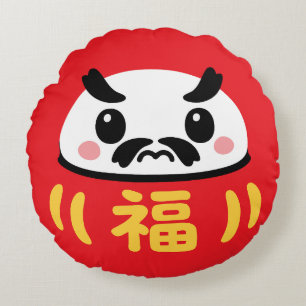 Coussins Ronds Daruma kawaii japonais