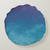 Coussins Ronds Date de mariage d'amour infini à l'aquarelle bleue (Dos)