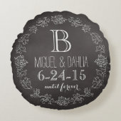 Coussins Ronds Date Mariage de monogramme de tableau de bord pers (Devant)