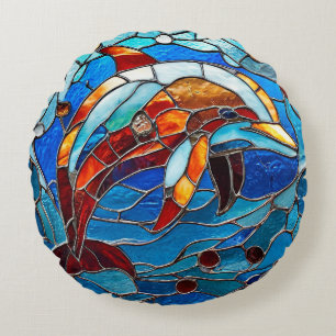 Coussins Ronds Dauphin en verre coloré