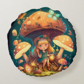 Coussins Ronds De beaux elfes mignons jouent sous les champignons (Dos)