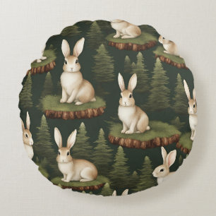 Coussins Ronds De Mignons Bunnies Amusants Sur Arrière - plan À f
