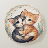 Coussins Ronds De mignons chatons s'étreignant (Dos)