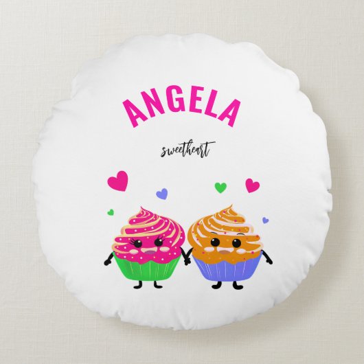 Coussins Ronds De mignons petits cupcakes (Devant)