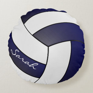 Coussins Ronds 🏐 de volleyball bleu et blanc de la marine   No