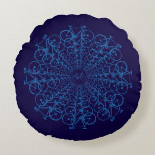 Coussins Ronds déco vélo bleu sur le thème du vélo