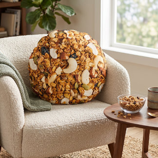 Coussins Ronds Décor de maison pour gourmands : Granola Muesli ré