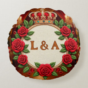 Coussins Ronds 🌹 Décor personnalisé avec monogramme initial de r