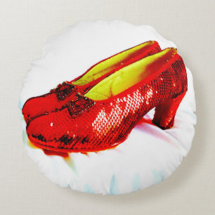 Coussins Ronds Décor rouge rouge de carreau de chaussures de