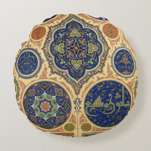 Coussins Ronds Décoration Arabe, plat XXVII 'd'O polychrome