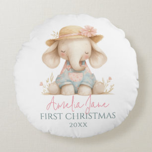 Coussins Ronds Décoration de chambre de bébé fille éléphant Noël